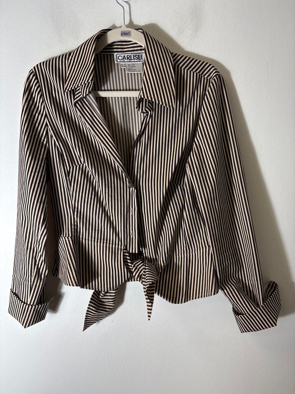 Carlisle Brown and Cream Striped Shirt Sz 8